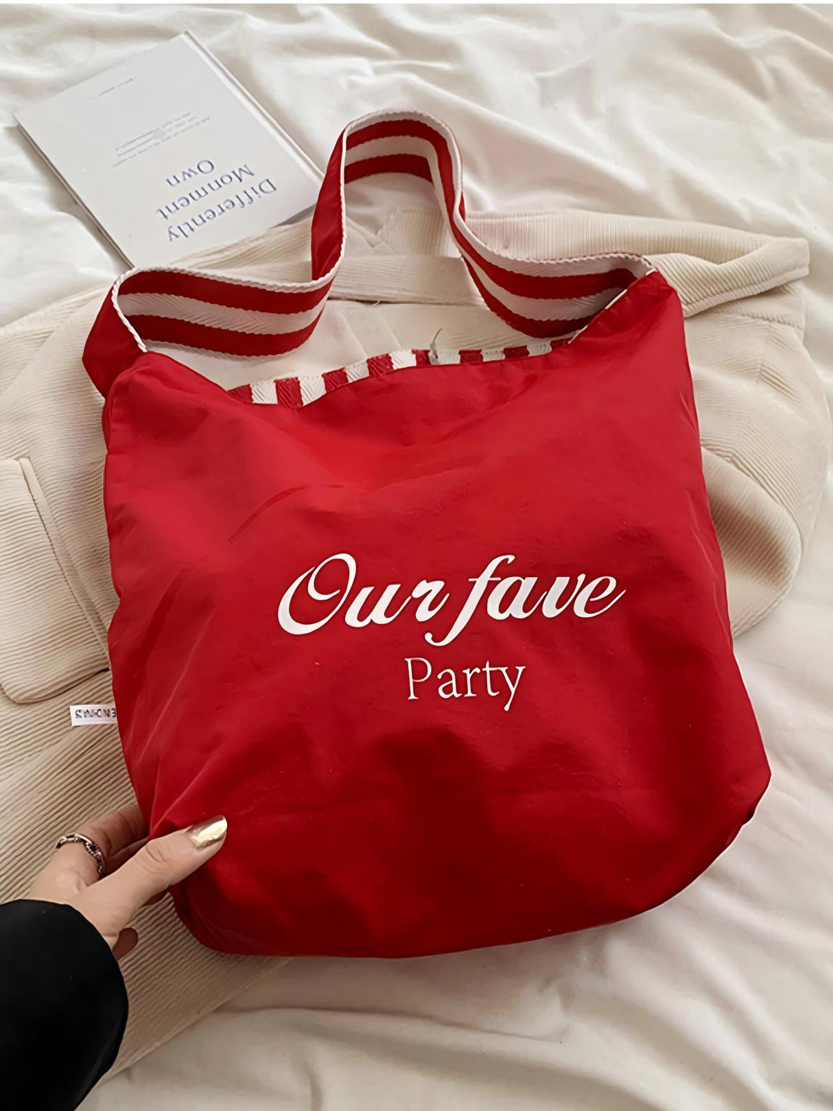 Striped Canvas Reversible Versatile Commuter Shoulder Bag