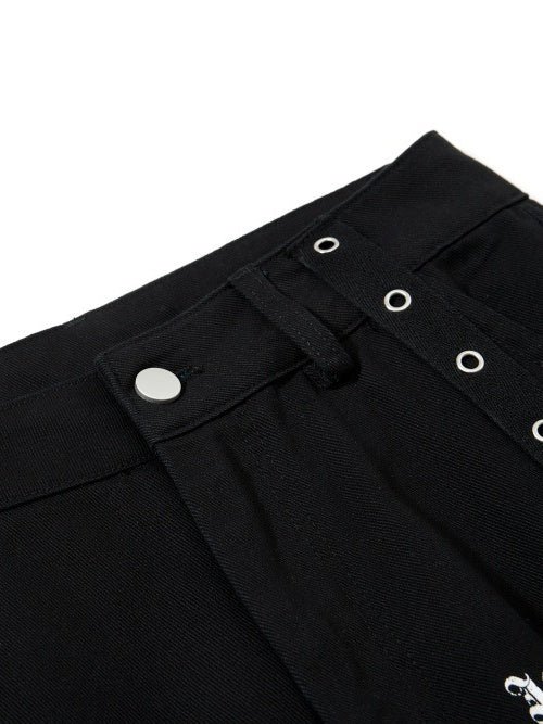 Metal Punching Rock Gothic Letter Loose-fit Wide-leg Pants