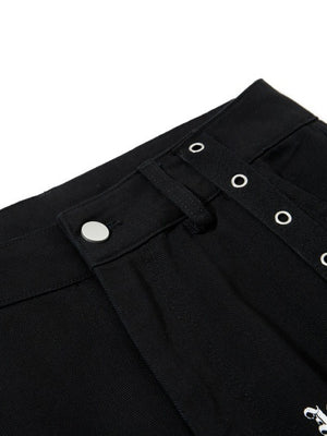 Metal Punching Rock Gothic Letter Loose-fit Wide-leg Pants