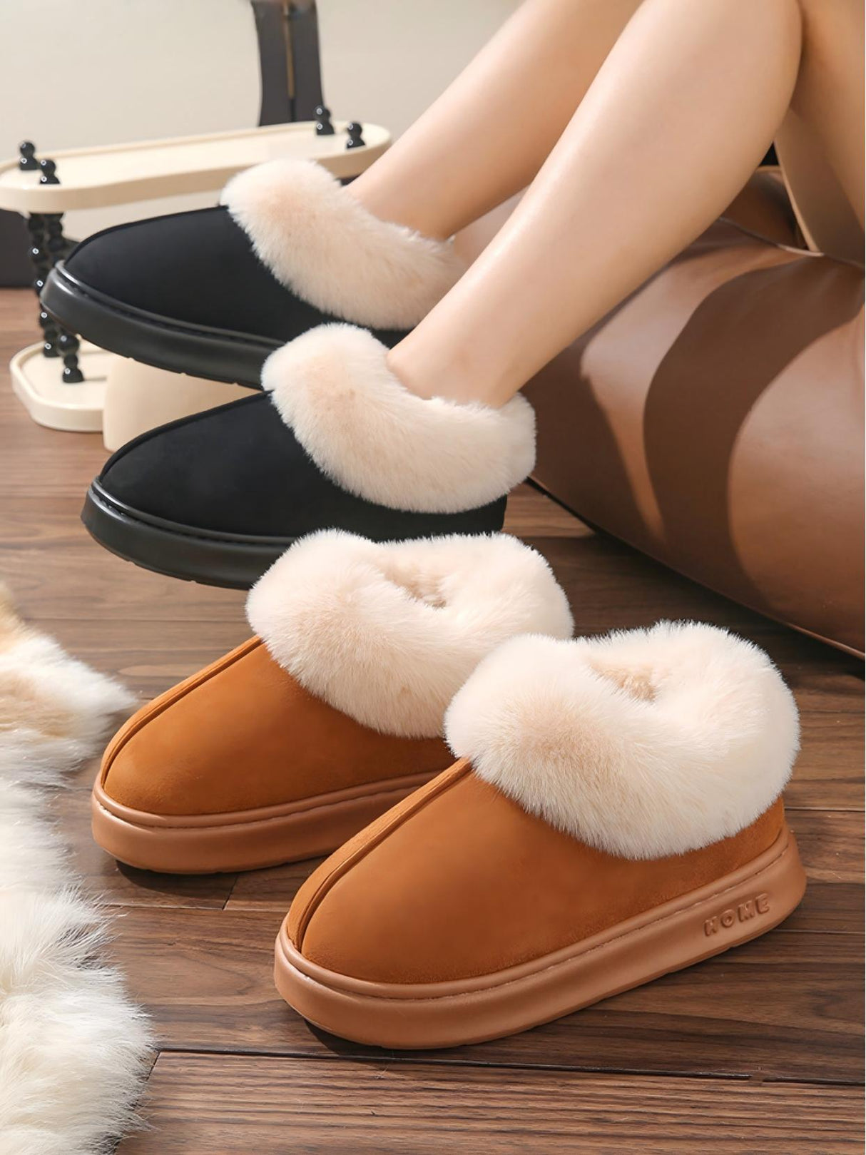 Solid Color Plush Thick-soled Boots