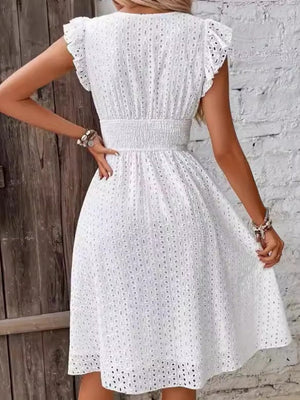 8 Colors Lace Flutter Sleeve Midi Dress