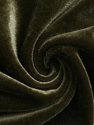 Long-sleeved V-neck Velvet Lace Collar Button Front Slit Formal Evening Midi Dress