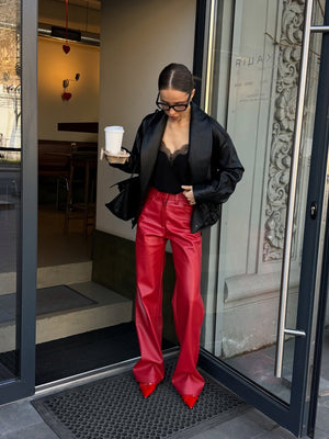 Loose-fitting Lapel Short Leather Jacket