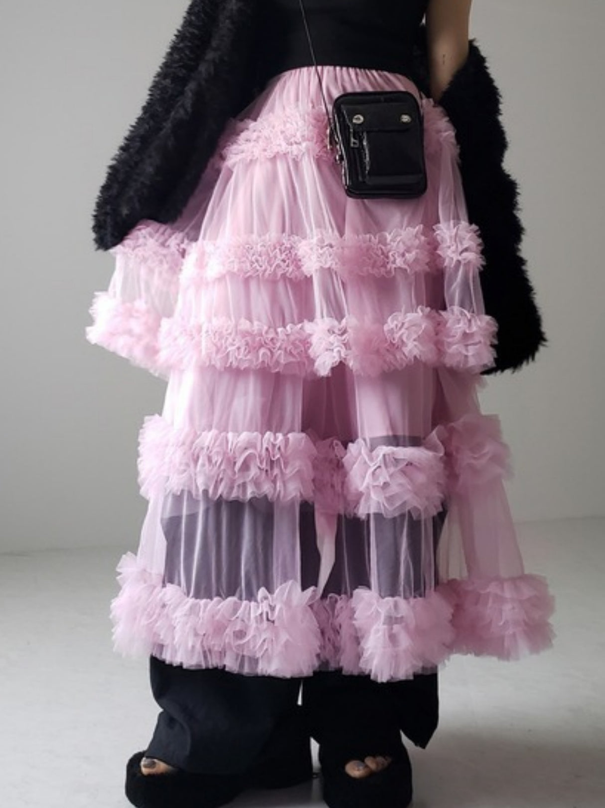 Mesh Three Floors Sweet A-line Skirt