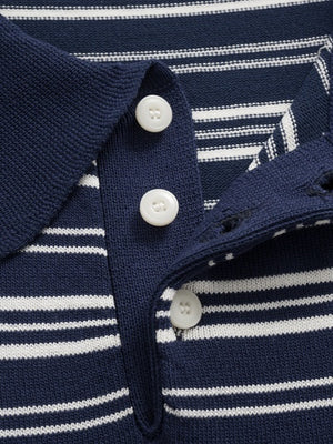 Retro Color-blocked Stripes Loose-fit POLO Shirt