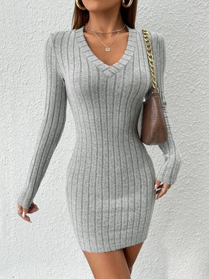 Liber Summer Women's V-neck Knitted Mini&Short Dresses