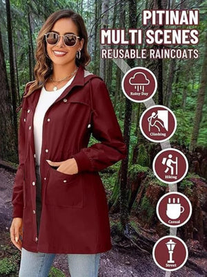 Mid-length Lightweight Raincoat Water Proof Mountain Climbing Outdoor Windproof Detachable Hood Trench Coats