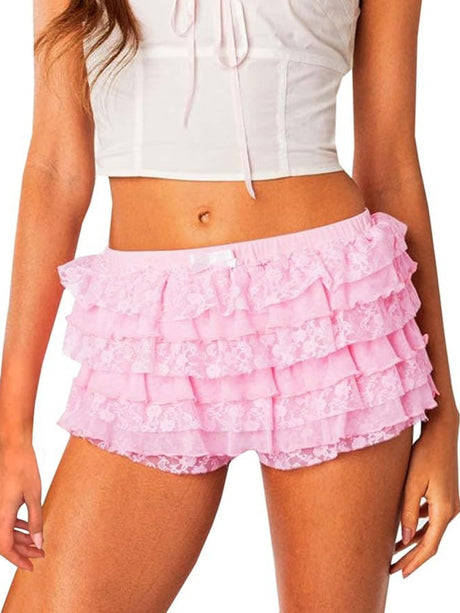 Y2K Lace Trim Multi-tiered Cake Skirt Sweet Short Skirt