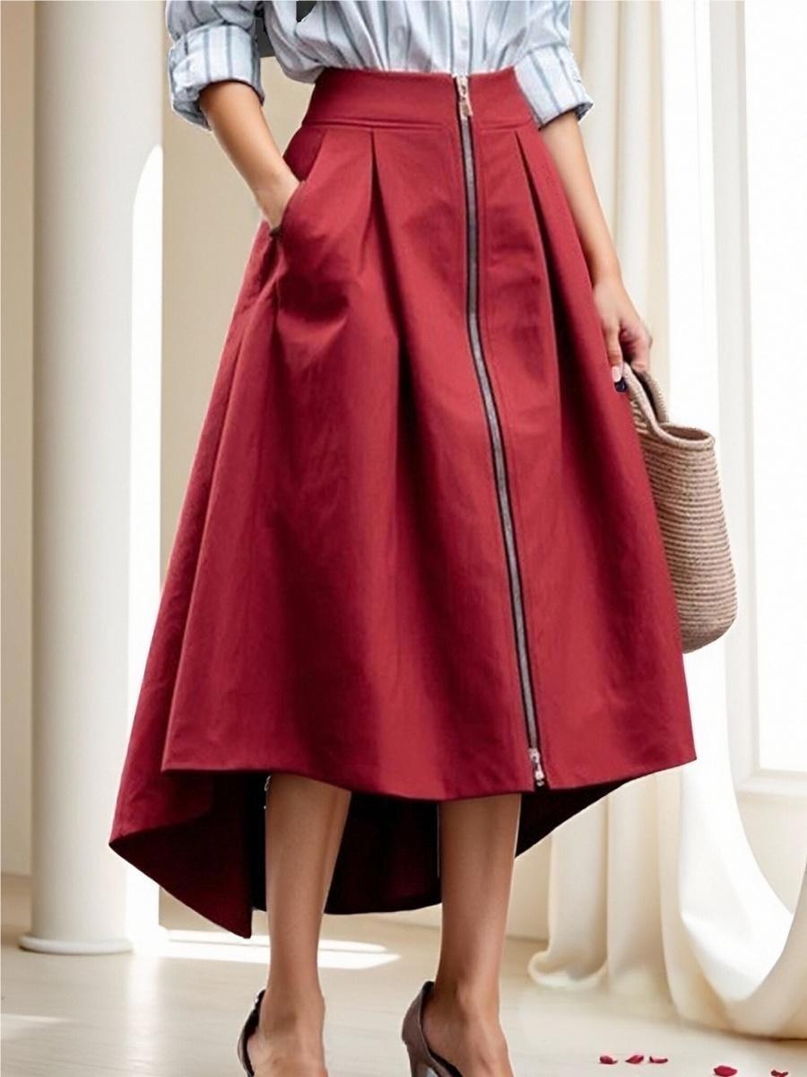 Zipper Irregular Pocket Skirts