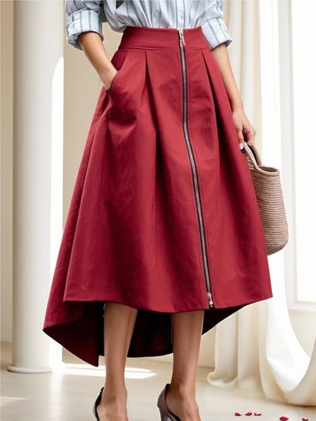 Zipper Irregular Pocket Skirts