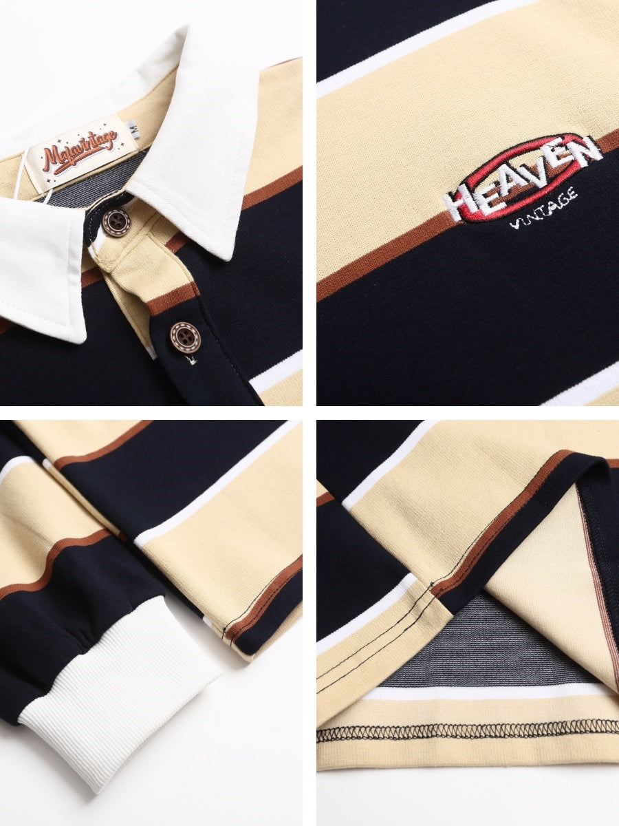Liber Autumn Neutral wear Contrasting colors Stripes Polo Shirts