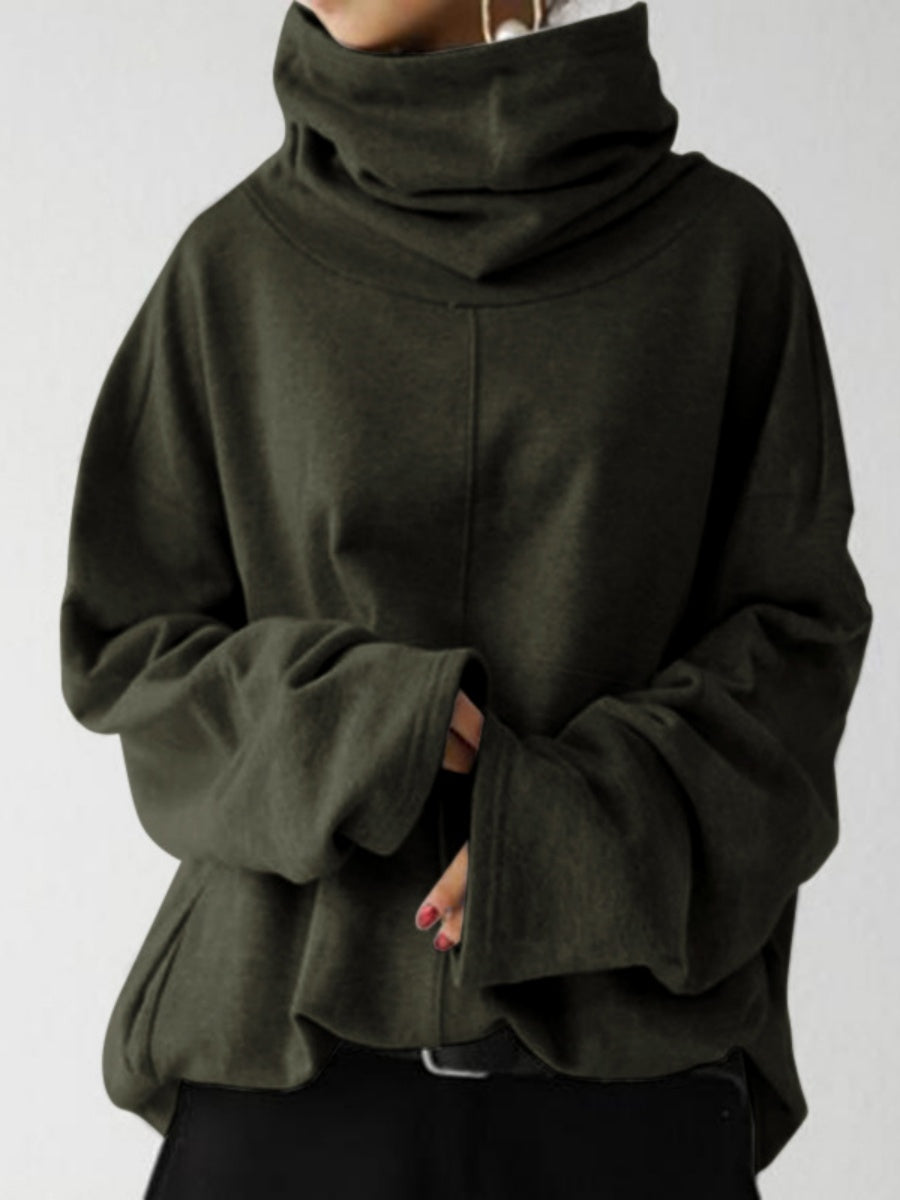 Hood Turtleneck Batwing Sleeves Loose Sweatshirts