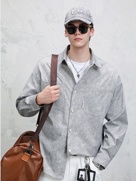 Vintage Distressed Tie-dye Design Loose Long-sleeved Shirt