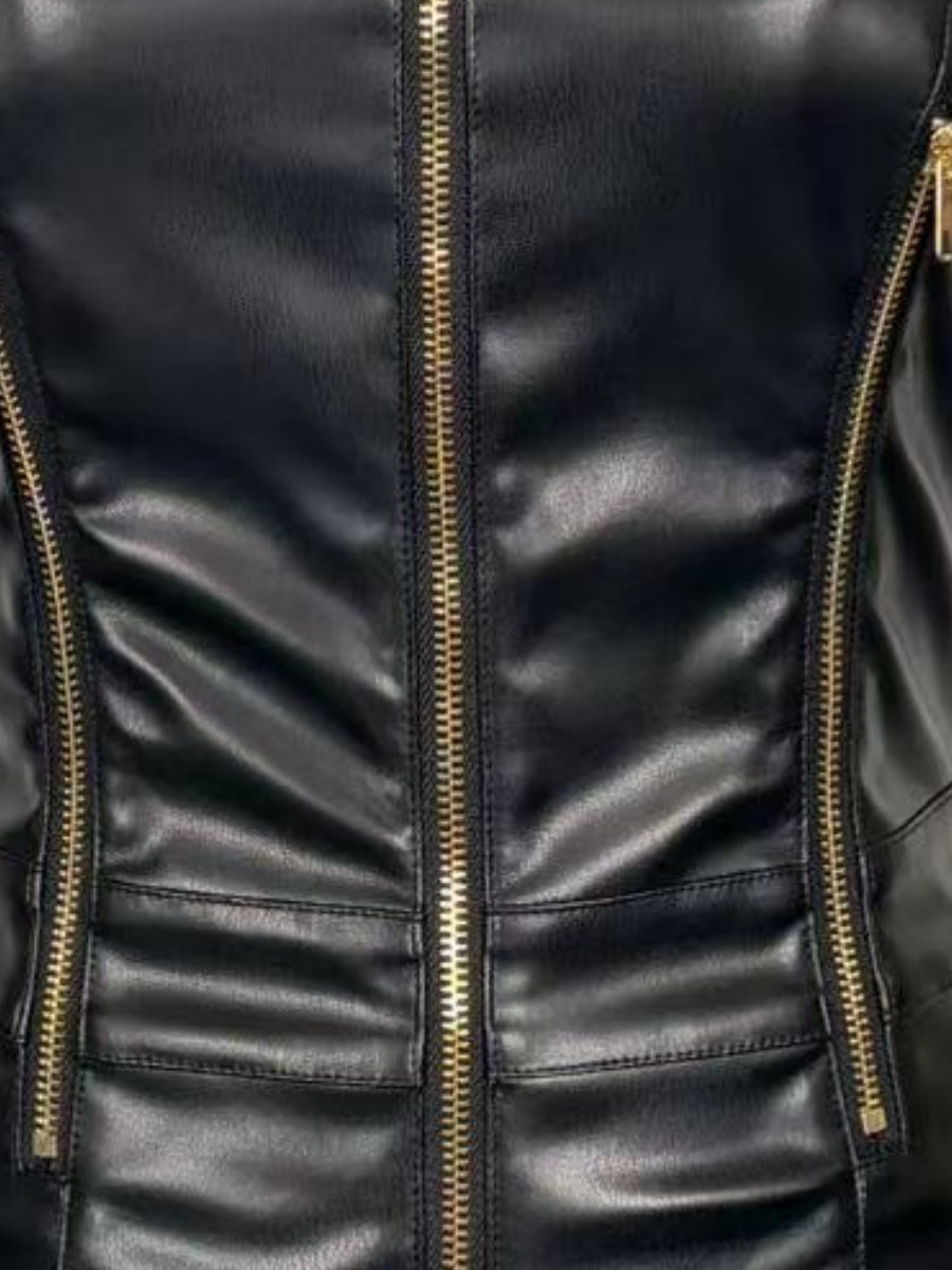 【EXPÉDITION NORMALE】Combinaisons sexy sans manches en cuir coupe slim