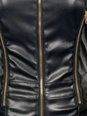 【EXPÉDITION NORMALE】Combinaisons sexy sans manches en cuir coupe slim