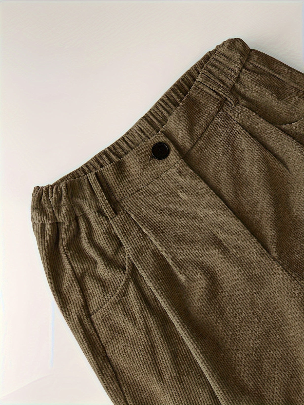Retro-style Corduroy High-waisted Pocket Casual Trousers