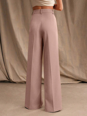 Pleated Wide-leg Pants High Waist Loose Straight Slim Suit Trousers