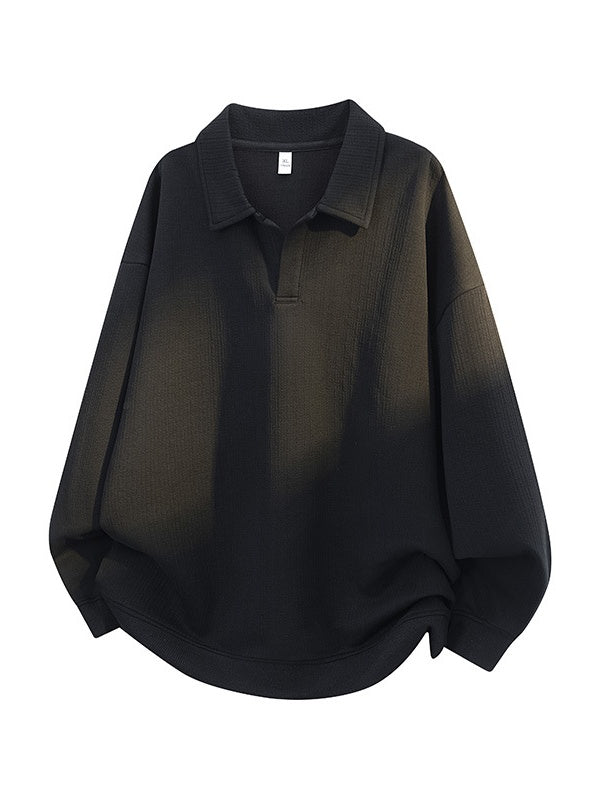 Jacquard All-match Loose Lapel Polo