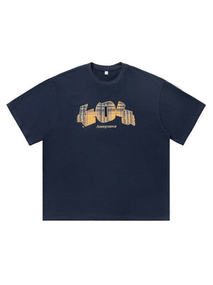Number Plaid Printed Loose-fit T-shirts