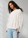 Women's Autumn/Winter Solid Color Frayed Edge Long Sleeve Side-Slit Sweatshirt