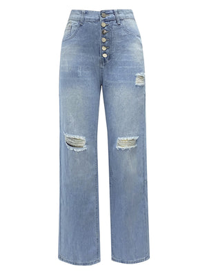 Hole Washed Loose-fit Jeans