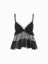 Leopard Print Chiffon Lace Trim Ruffle Tank Top