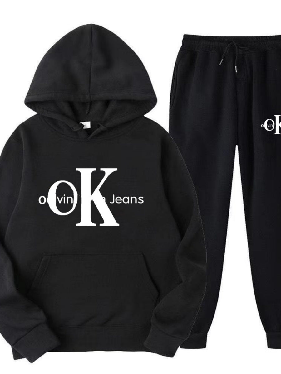 Sports Printed Hoodies Sweatpants 2-piece Sets