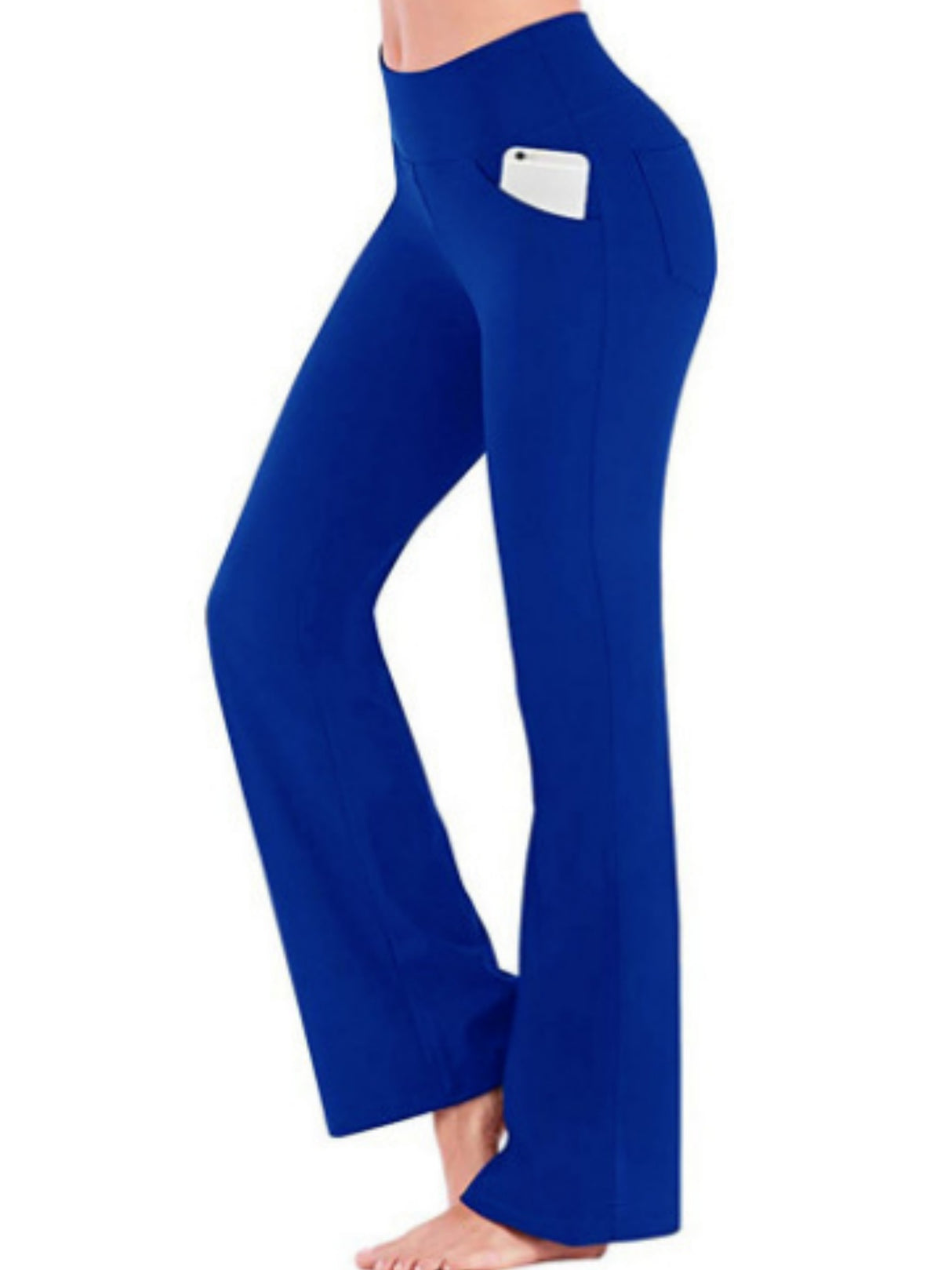 Pocket Exercise Yoga Fitness High-waisted, Tummy-flattening Elastic Flared Trousers