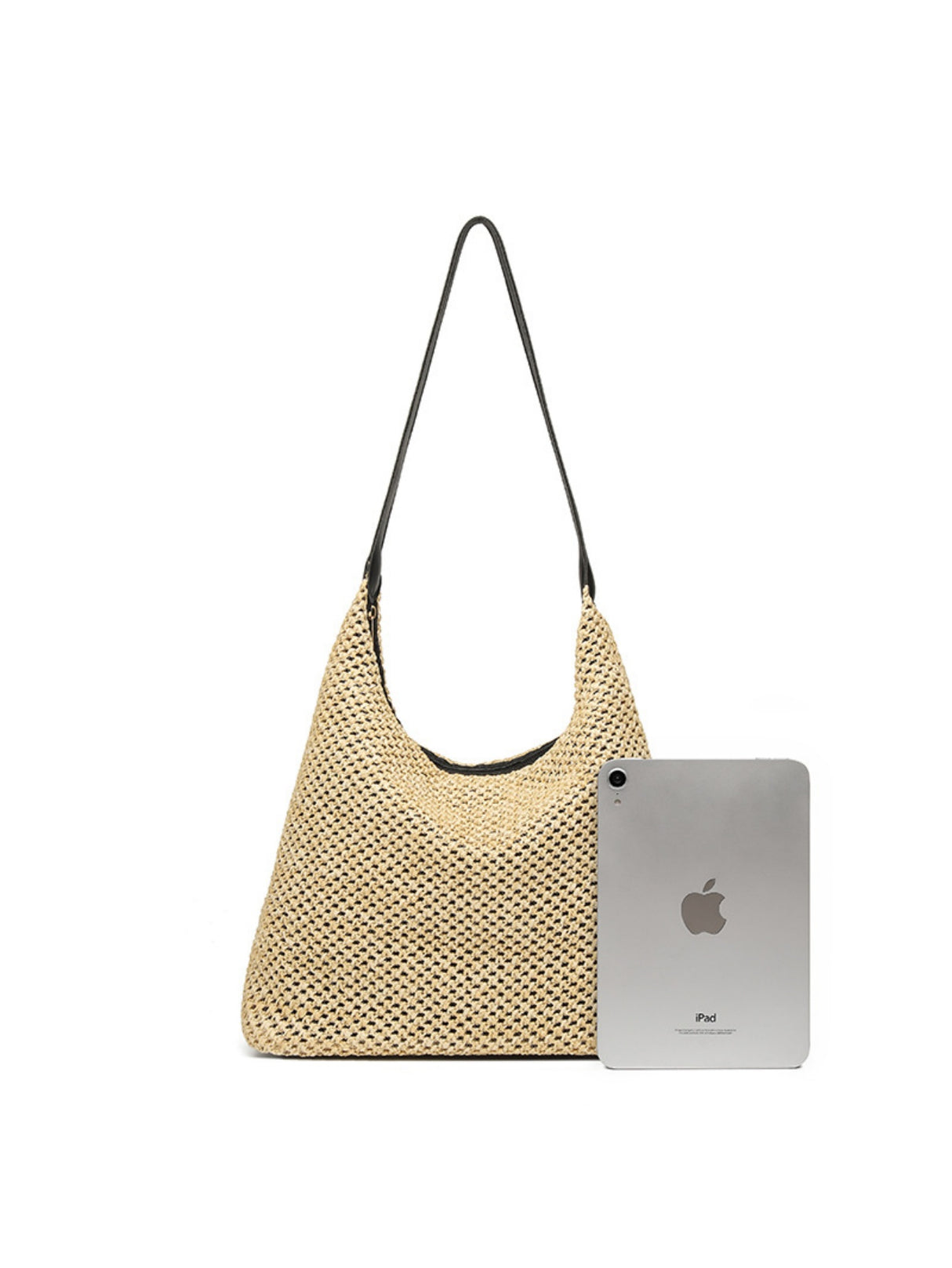 Solid Color Straw Shoulder Bag For Vacation