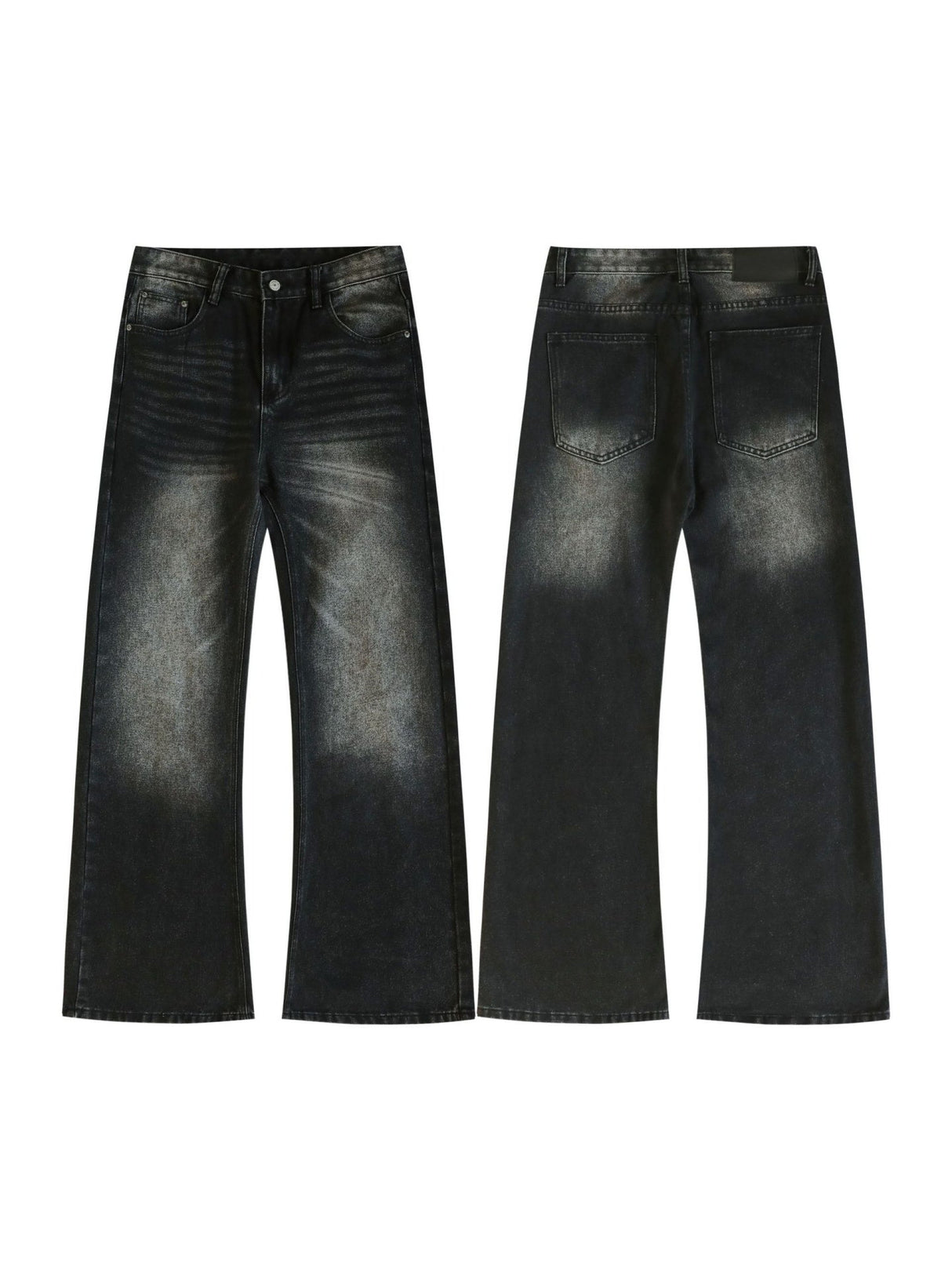 Retro Washing Cat Whisker Pattern Loose Slightly Flared Jeans