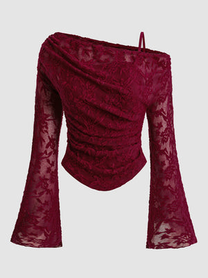 Lace-trimmed Long-sleeved T-shirt