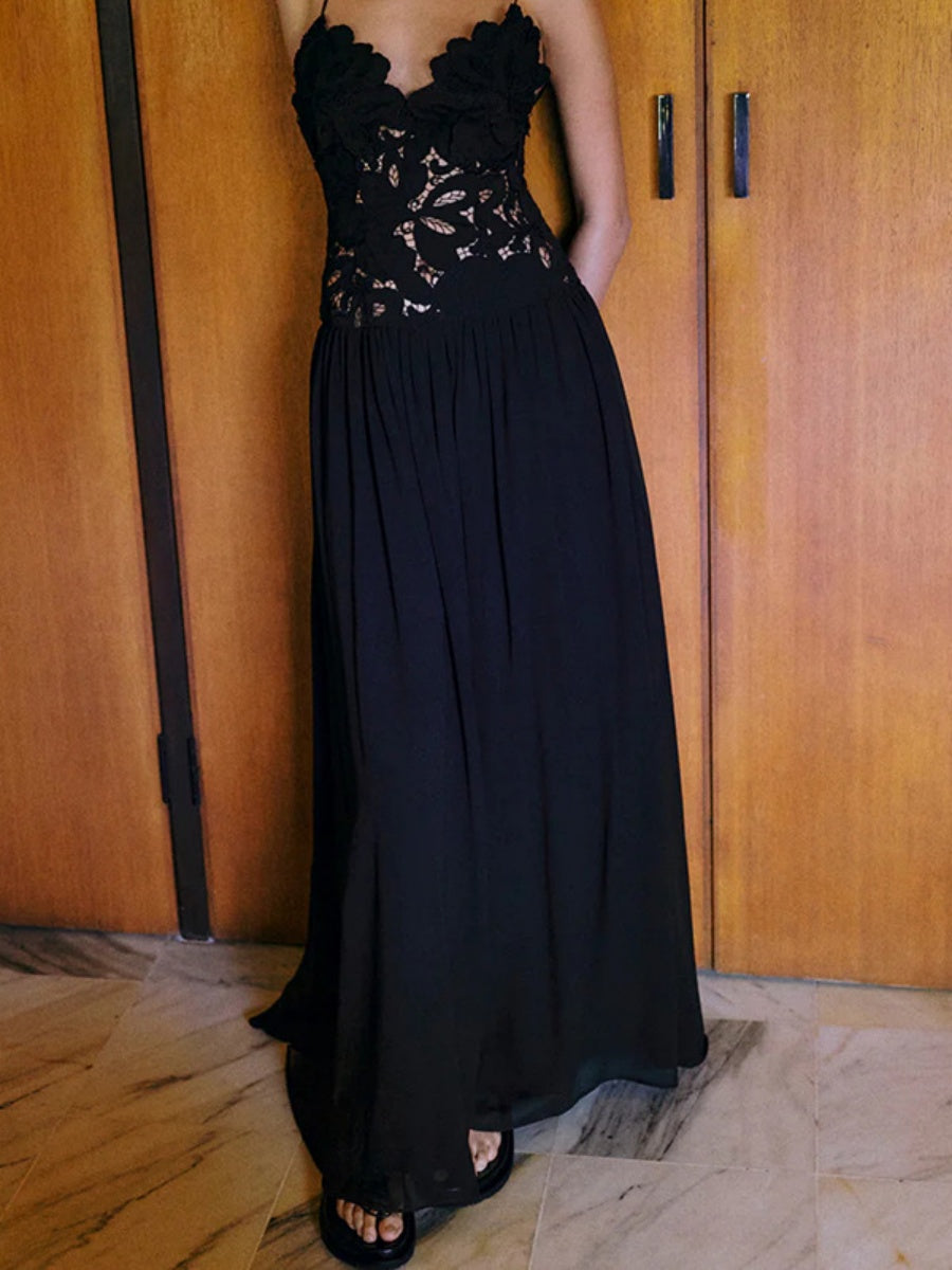 Maxikleider mit Spitzeneinsatz an der Taille für Partys