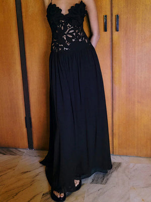 Maxikleider mit Spitzeneinsatz an der Taille für Partys