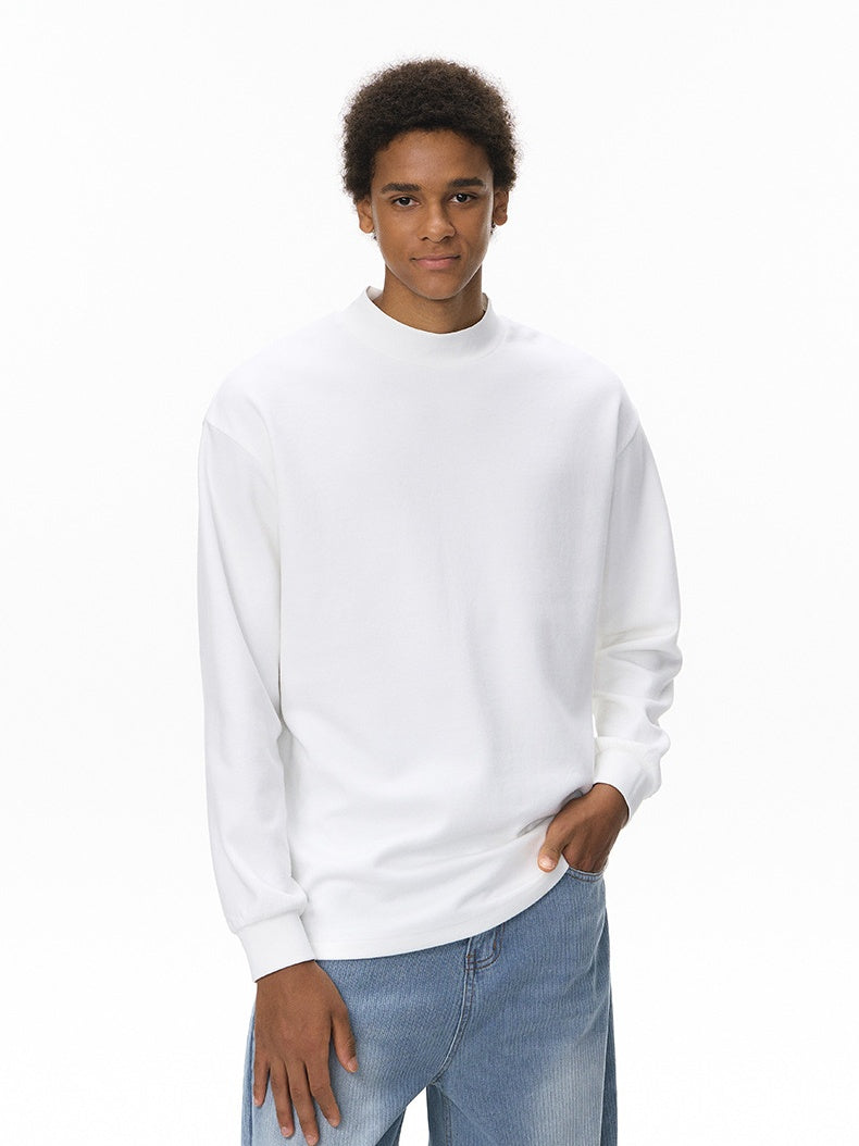 Liber Autumn Neutral wear Ribbed turtleneck Solid Color T-shirts