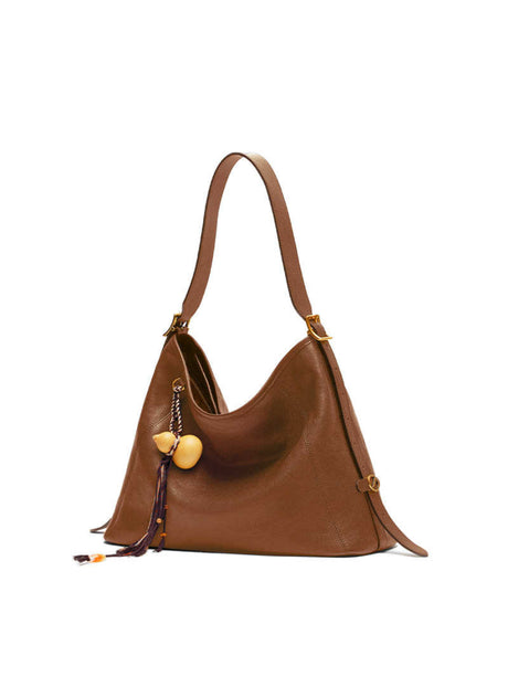 A Single Glance Reveals A Refined And Elegant Style. Hobo Medium-sized Vegetable-tanned Calfskin Commuter Shoulder/crossbody Bag For Spring.