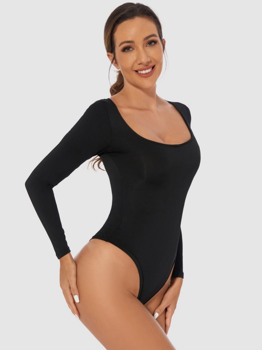 Slim Fit U-neck Long Sleeve Slimming Bodysuit