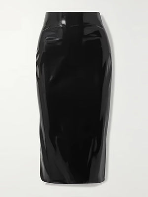 Glossy PU Leather Zippered Hip-covering Skirts