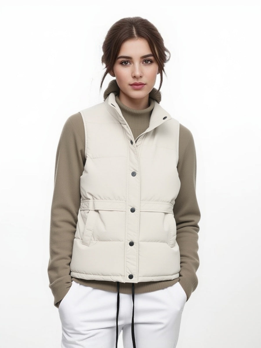 Short Loose And Versatile Pocket Stand Collar Down Jackets Vests
