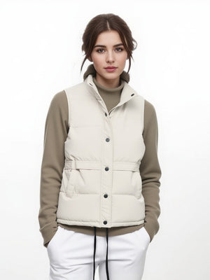 Short Loose And Versatile Pocket Stand Collar Down Jackets Vests