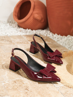 Bow-tie Pointed Chunky Heels
