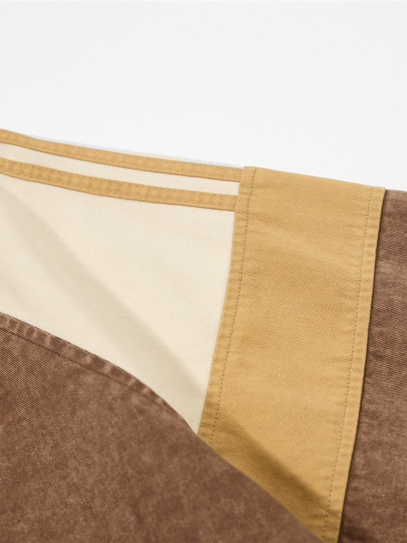 Retro Old Splicing Letter Embroidery Lapel Jackets