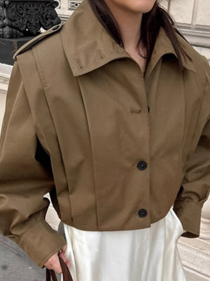 Liber Autumn Women's Buttons Solid Color Trench Coats