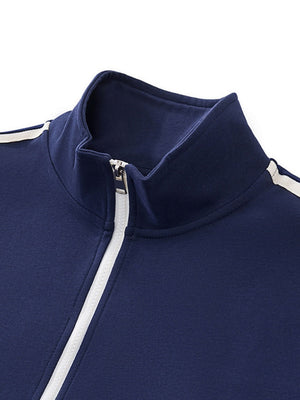 Stripes College Style Zipper Stand Collar Jackets