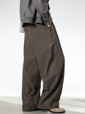 Micro-wrinkle Skin Adjustable Belt Straight-fit Dress Pants