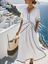 Round Neck Sleeveless Color-blocked Loose Slimming Long Dress