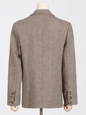 Retro-Blazer mit 3D-Blumenmuster, einreihig, einfarbig