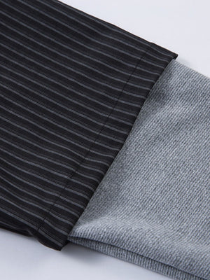 Fake Two Pieces Splicing Vertical Stripe Loose Long-sleeved Shirt