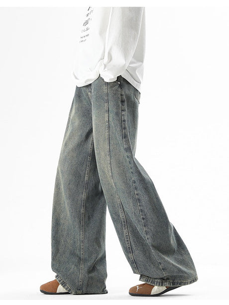 Retro Deconstruction Baggy Silhouette All-match Scimitar Jeans