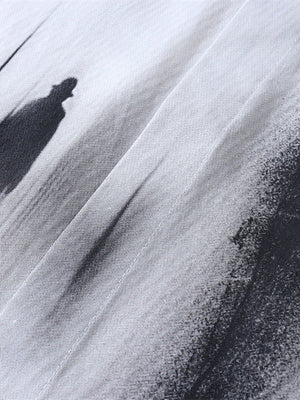 Shadow Print Personality Loose Lapel Long-sleeved Shirt