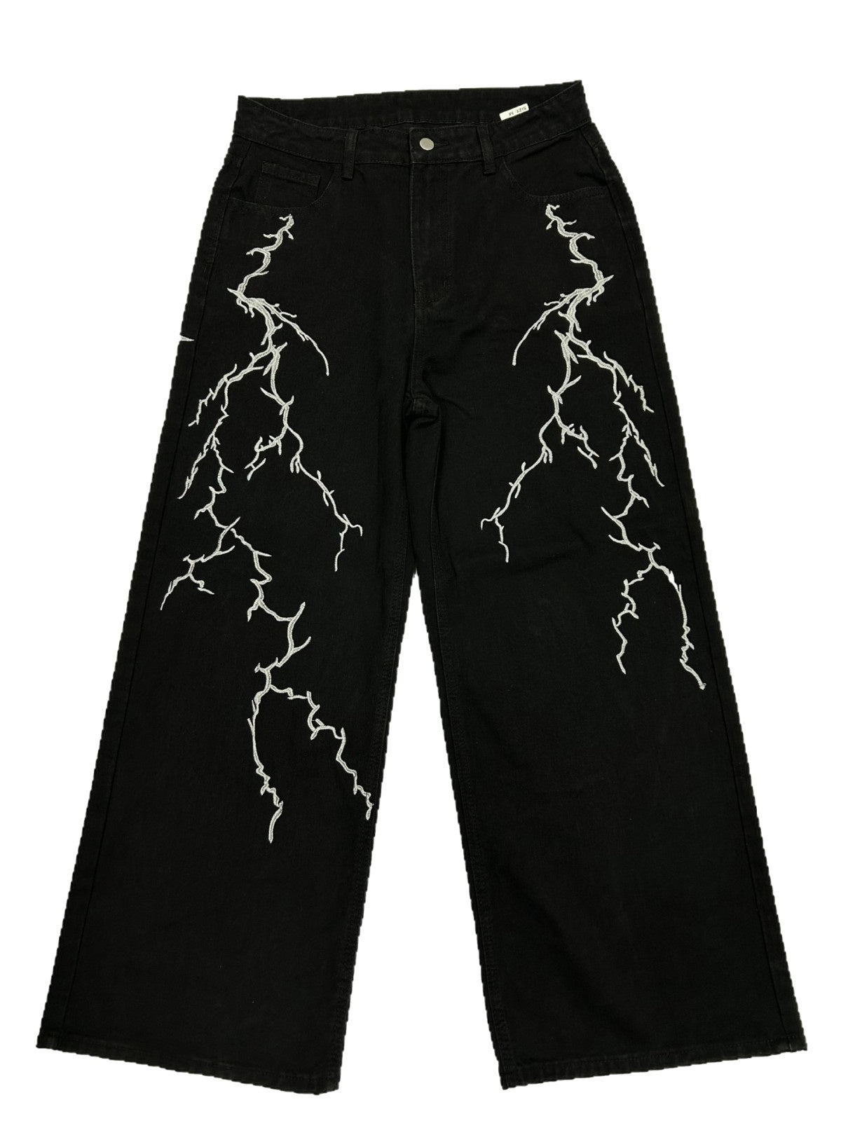 Embroidery Lightning Pattern Loose Jeans